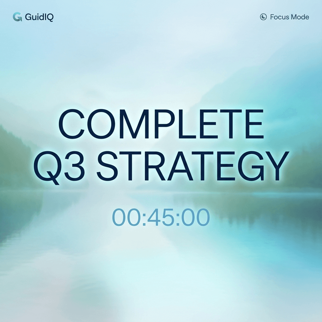 GuidIQ Focus Mode interface for distraction-free deep work